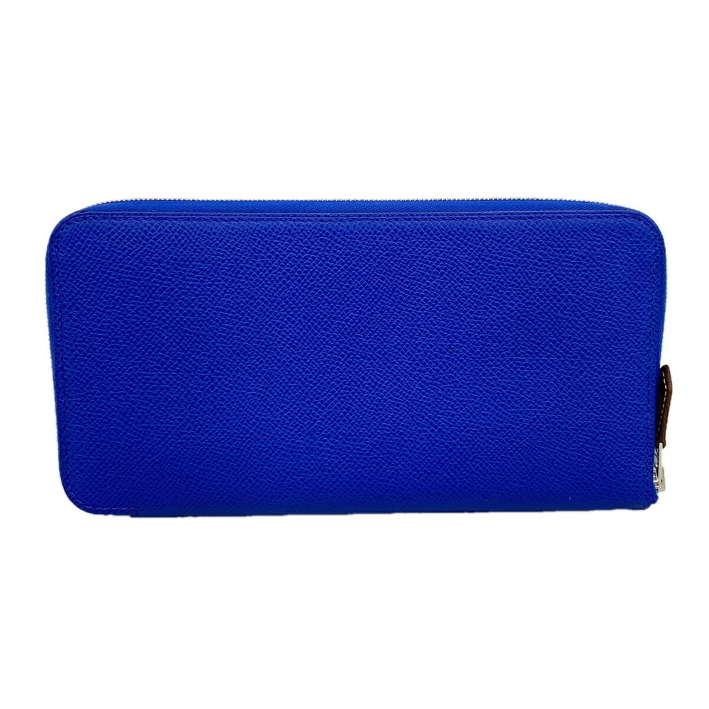 Hermes Azap Long Silk In Wallet, Veau Epsom Leather, Blue France, U Stamp, Me...